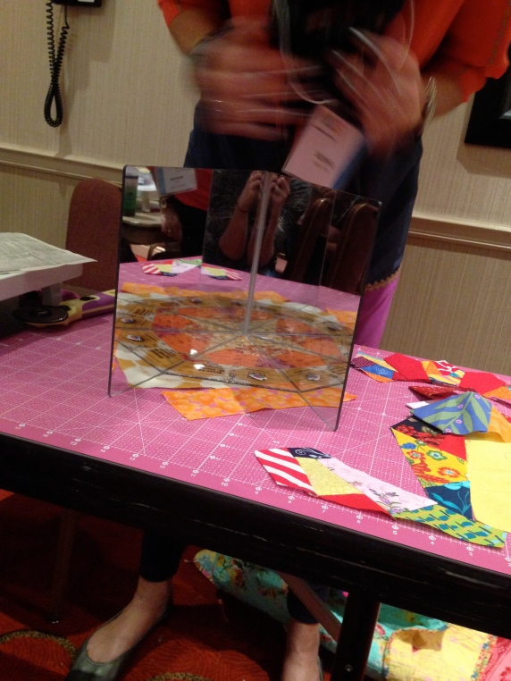 VFW demonstrates how to use a mirror on an improv block to make your own pattern